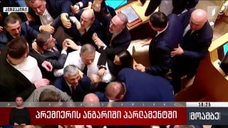 Депутат от оппозиции спровоцировал драку в парламенте Грузии во время отчета премьера Кобахидзе